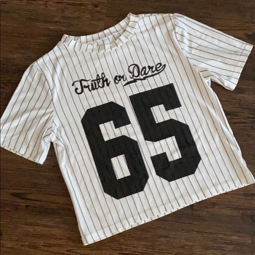 Striped soft crop tee